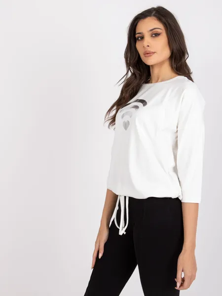 Casualowa bluzka oversize z ozdobnym nadrukiem