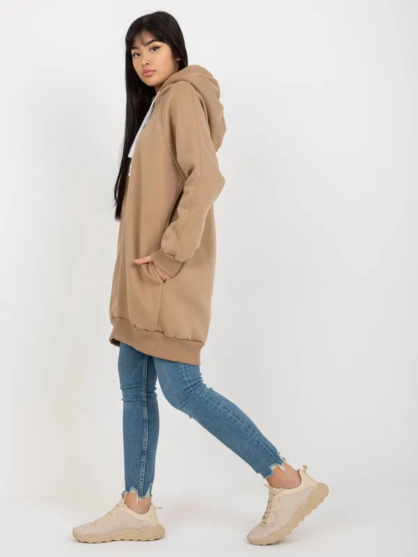 Czarna długa dresowa bluza basic z kieszeniami - widok 2