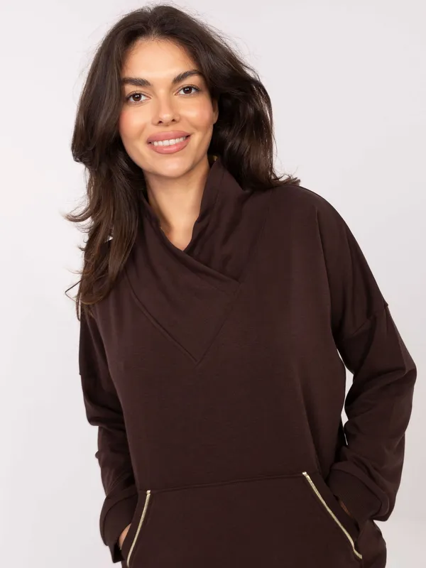 Bluza oversize z wysokim kołnierzem i suwakiem - widok 2