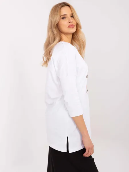 Casualowa bluzka oversize z ozdobnym nadrukiem
