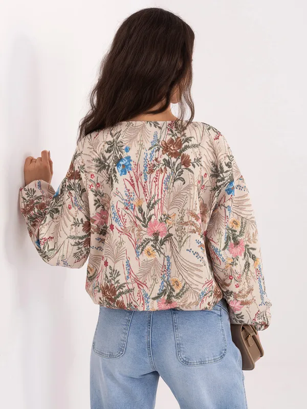 Krótka kurtka typu bomber z kwiatowym wzorem