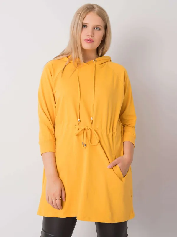Żółta długa bluza plus size - widok 2