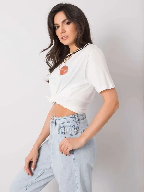 RUE PARIS Ecru t-shirt damski