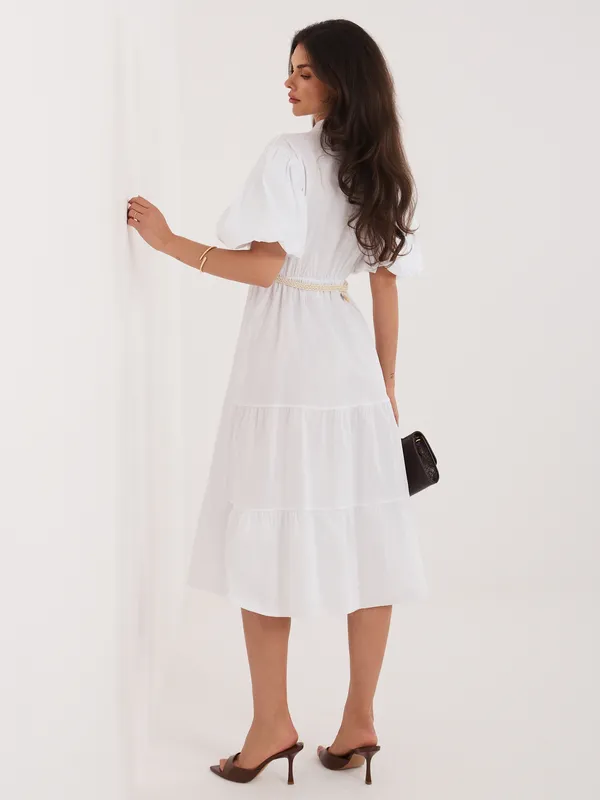 Sukienka midi o kroju boho z falbanami - widok 2