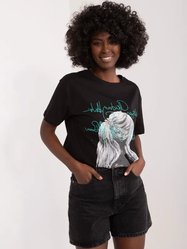T-shirt oversize z artystycznym nadrukiem graficznym - widok 2