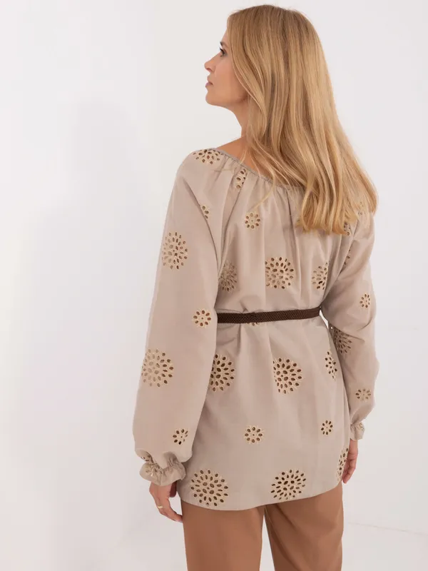 Bluzka oversize w stylu boho z ażurowym wzorem