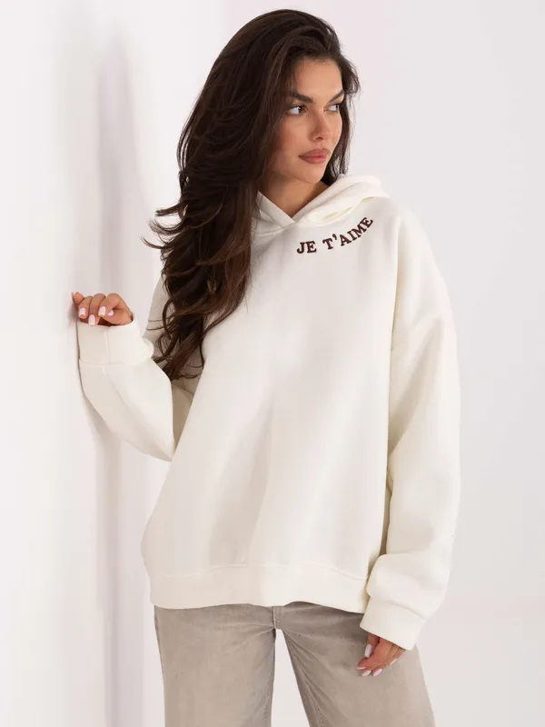 Bluza oversize z kapturem i romantycznym nadrukiem - widok 2