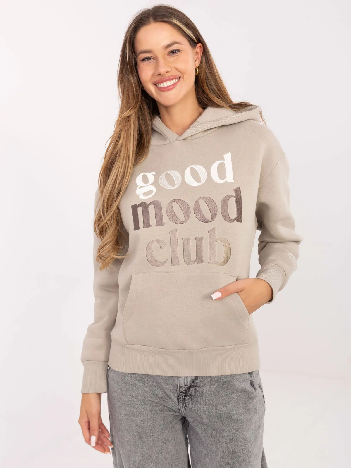 Bluza z kapturem typu kangurka z nadrukiem - zdjęcie 3