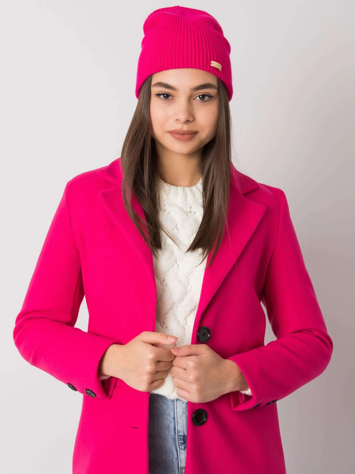 RUE PARIS Ciemnoszara czapka beanie z dzianiny - zdjęcie 2