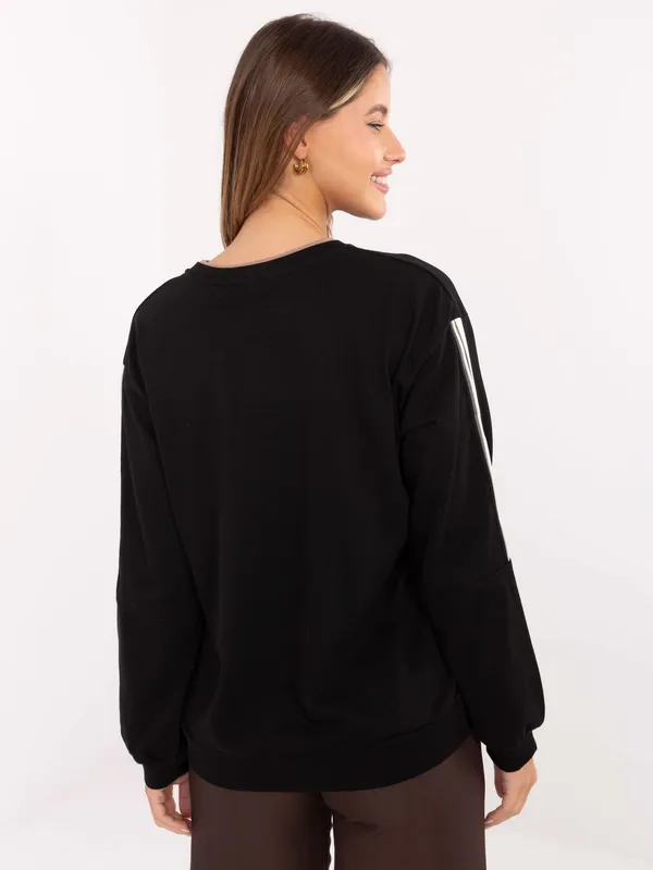 Bluza oversize z lampasami i nadrukiem - widok 2