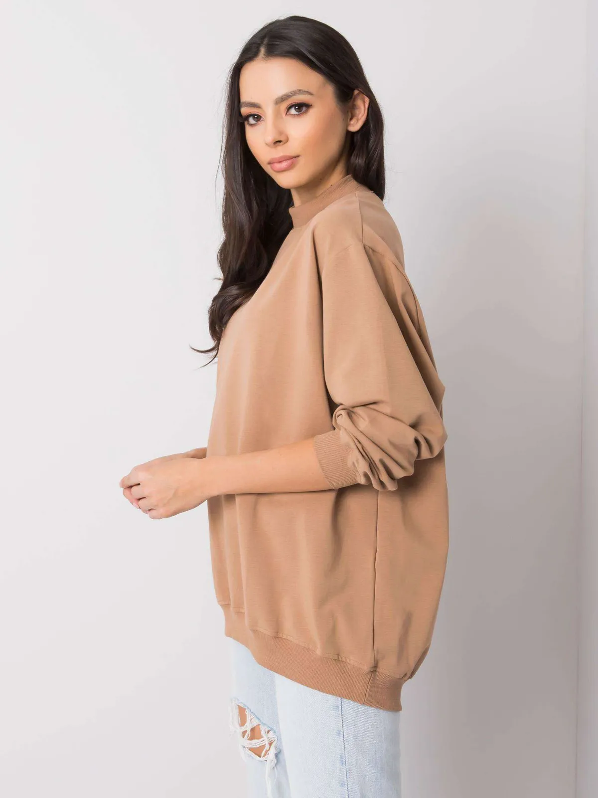 Niebieska bawełniana bluza basic - zdjęcie 5