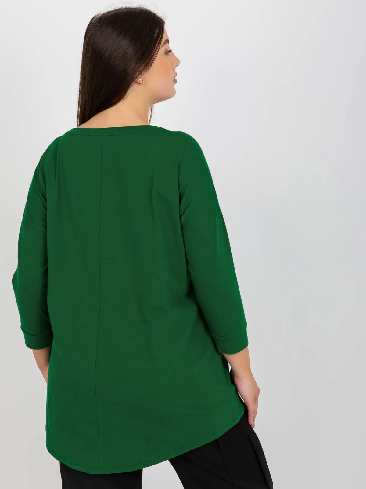 Ciemnofioletowa bluzka bawełniana plus size - zdjęcie 4