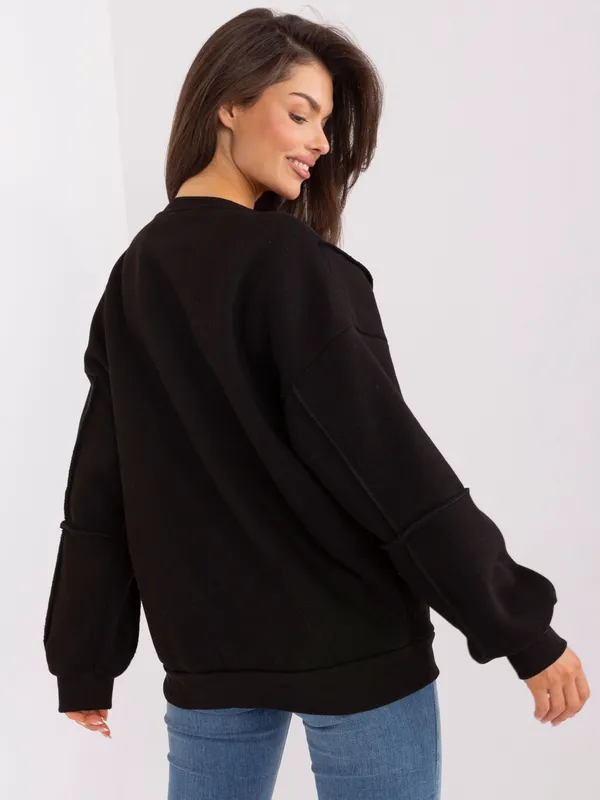 Jasnoszara melanżowa luźna bluza bez kaptura - widok 2