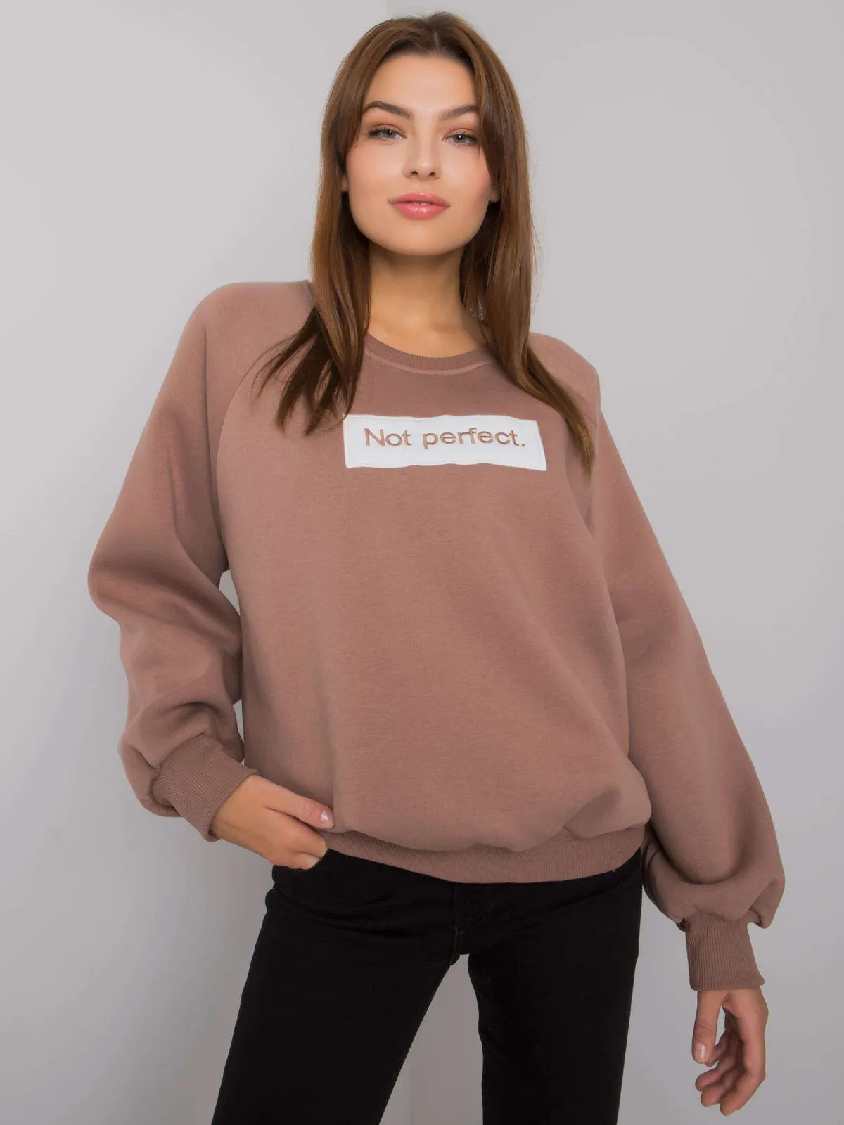 Szara bawełniana bluza bez kaptura - zdjęcie 4