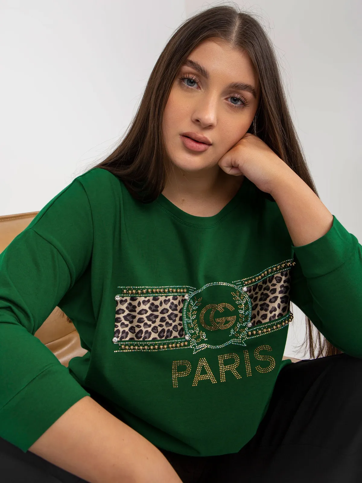 Ciemnofioletowa bluzka bawełniana plus size - zdjęcie 5
