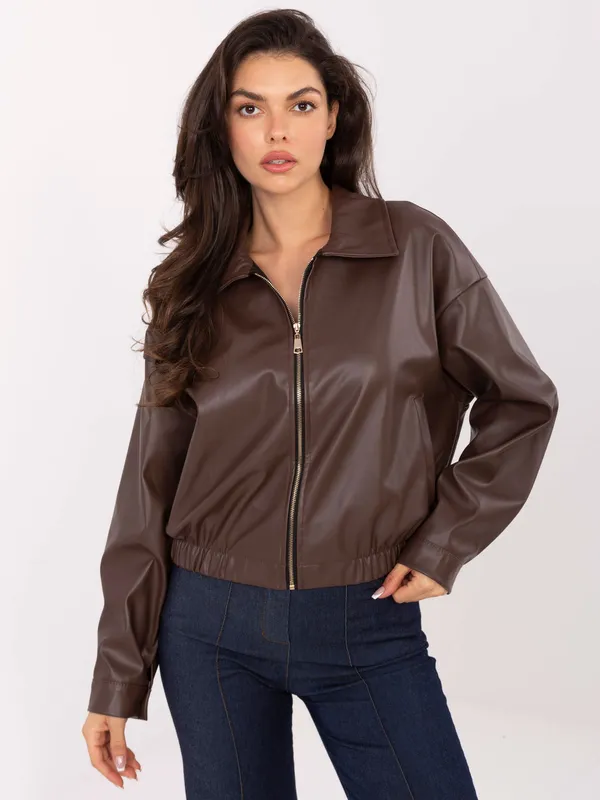 Krótka kurtka typu bomber z suwakiem - widok 2