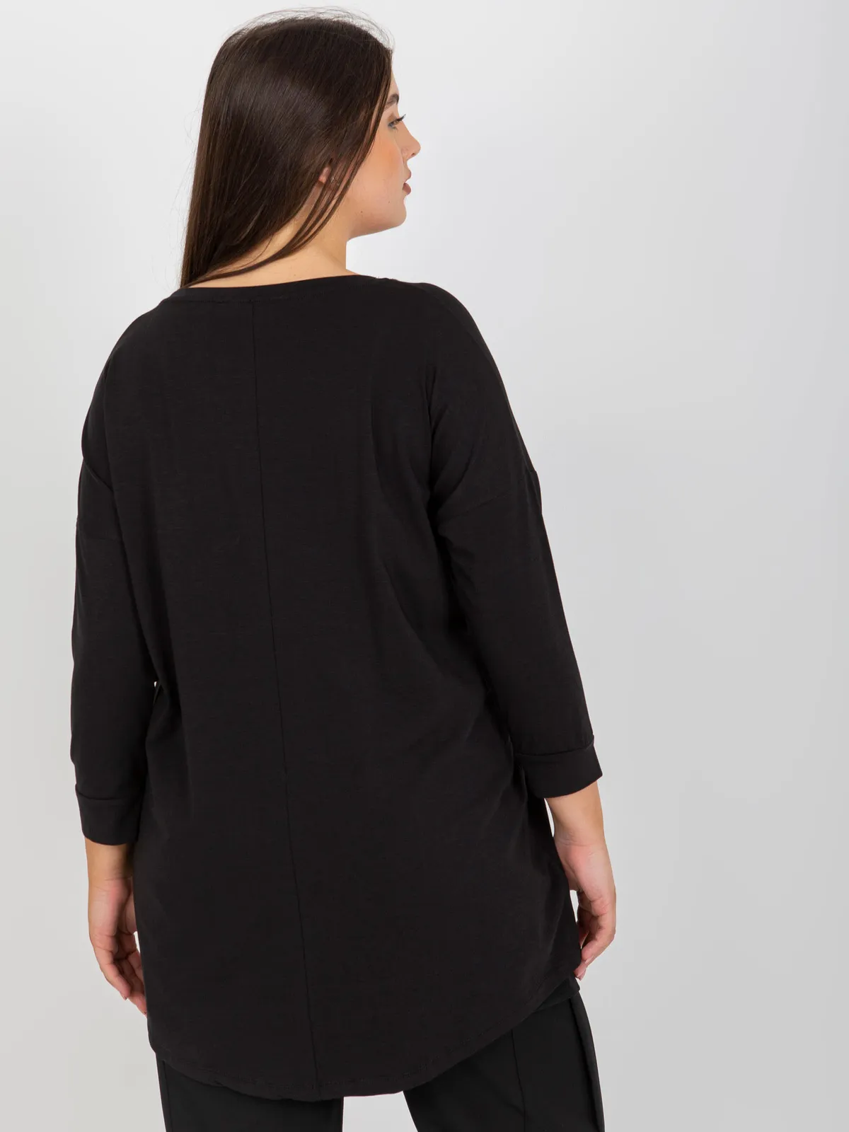 Ciemnofioletowa bluzka bawełniana plus size - zdjęcie 1