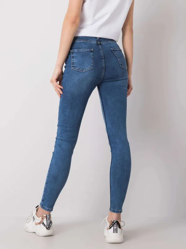 RUE PARIS Niebieskie jeansy slim fit - widok 2
