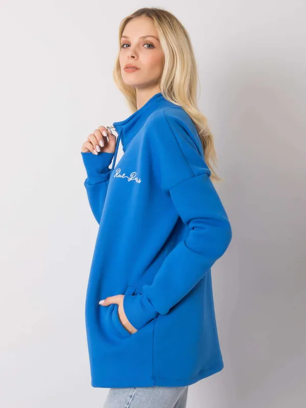 Bluza rozpinana oversize ze stójką i haftem - widok 2