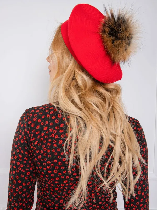 Beret z pomponem czerwony - widok 2