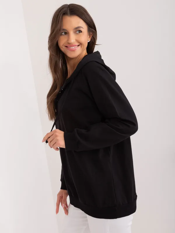 Casualowa bluza oversize z kapturem i guzikami - widok 2