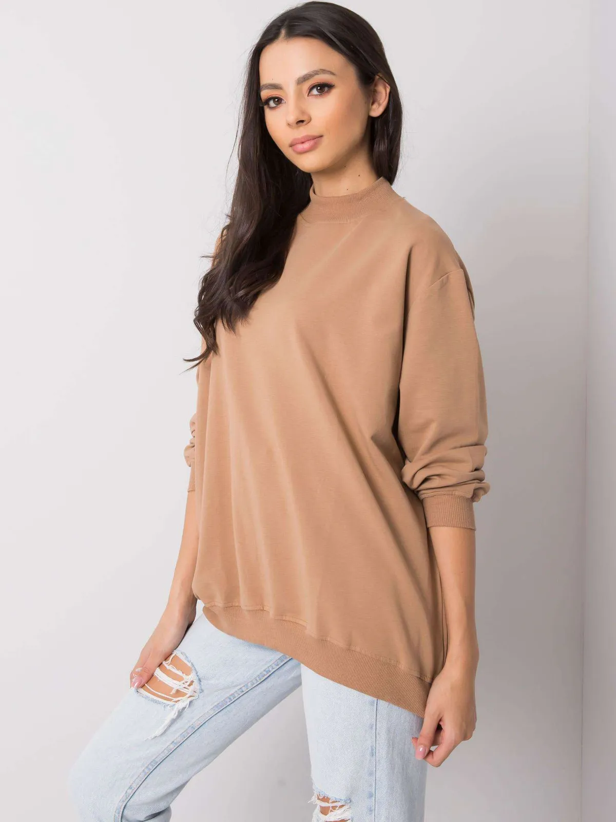 Niebieska bawełniana bluza basic - zdjęcie 2