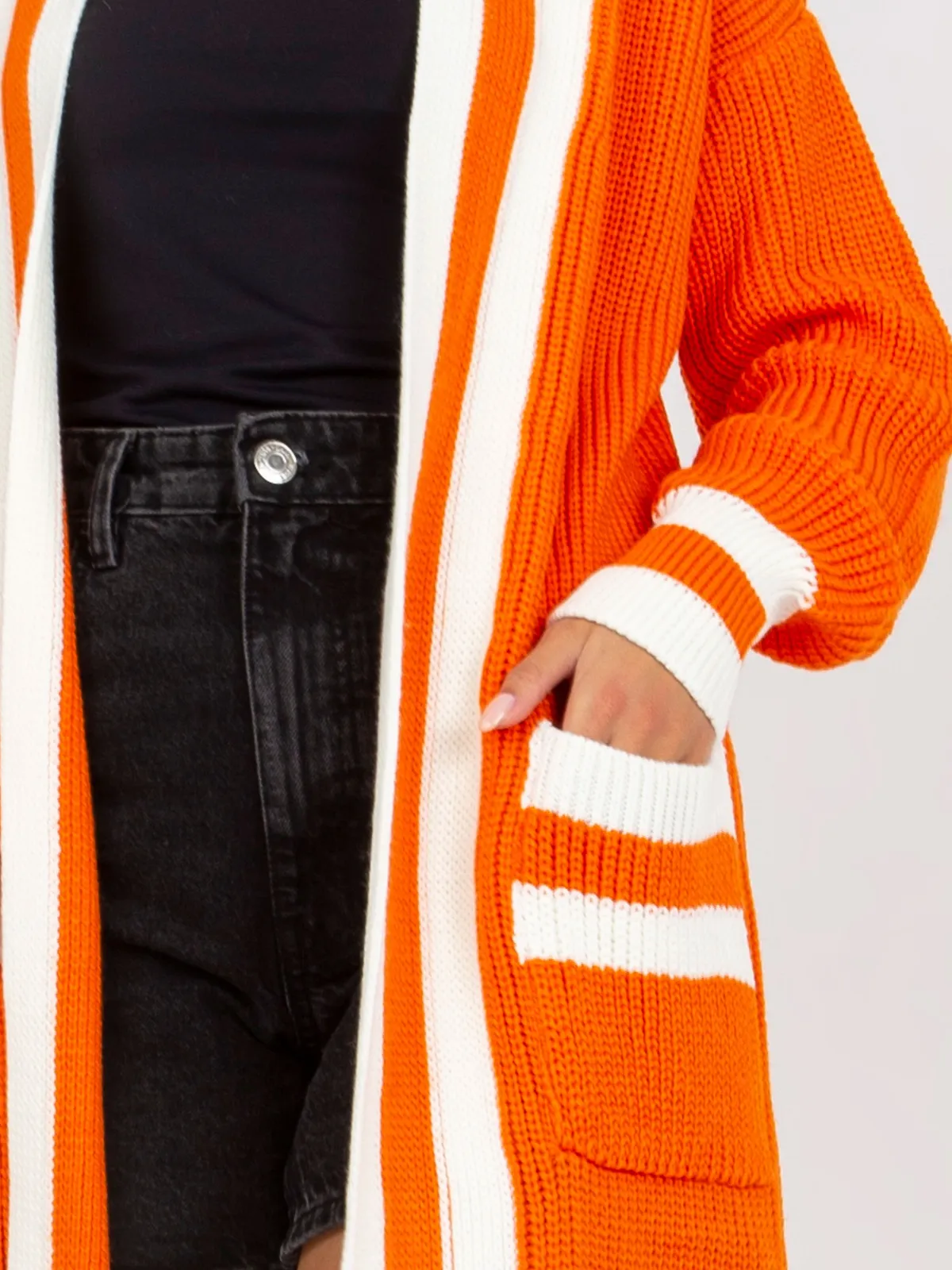 Fluo różowy luźny kardigan bez zapięcia RUE PARIS - zdjęcie 4