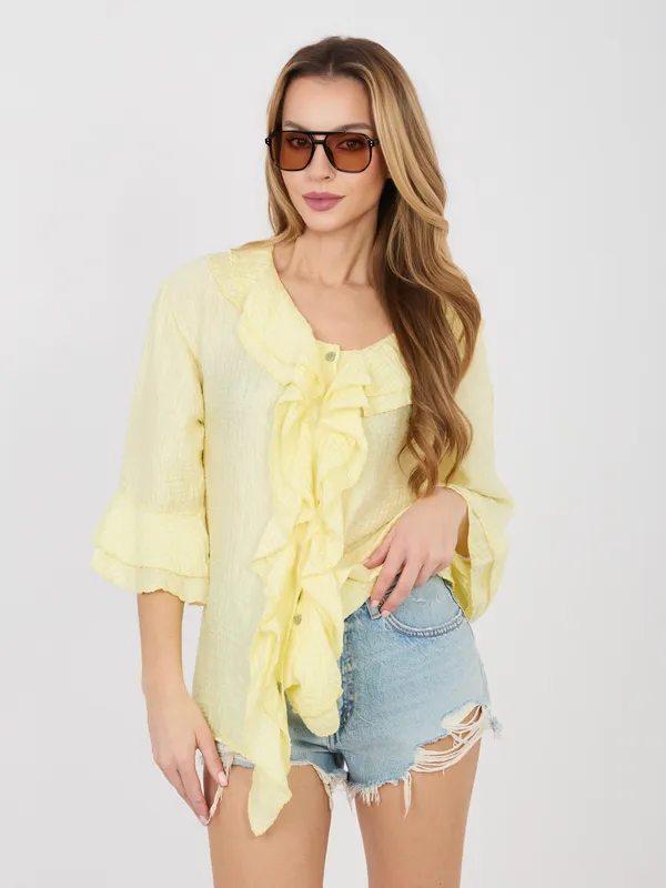 Koszula z falbanami o swobodnym kroju - widok 2