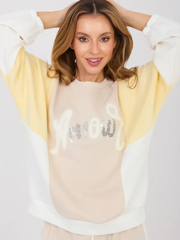 Bluza oversize z ozdobnym napisem i ściągaczami - widok 2