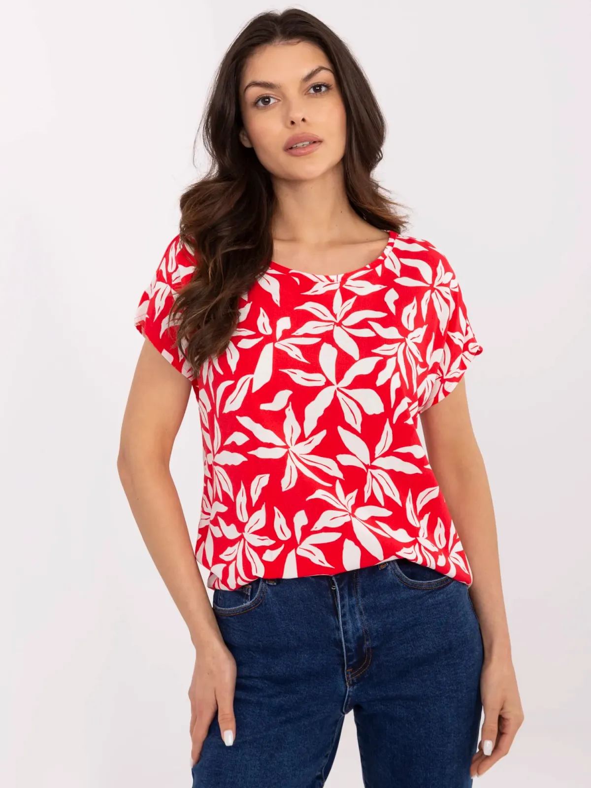 Luźna bluzka o kroju oversize z wzorem - zdjęcie 1