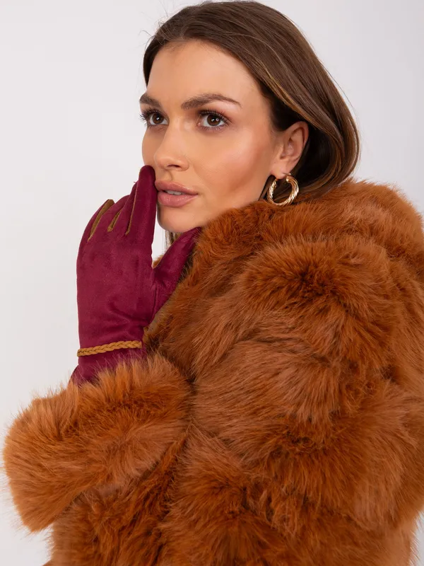 Ciemnoszare eleganckie rękawiczki damskie - widok 2