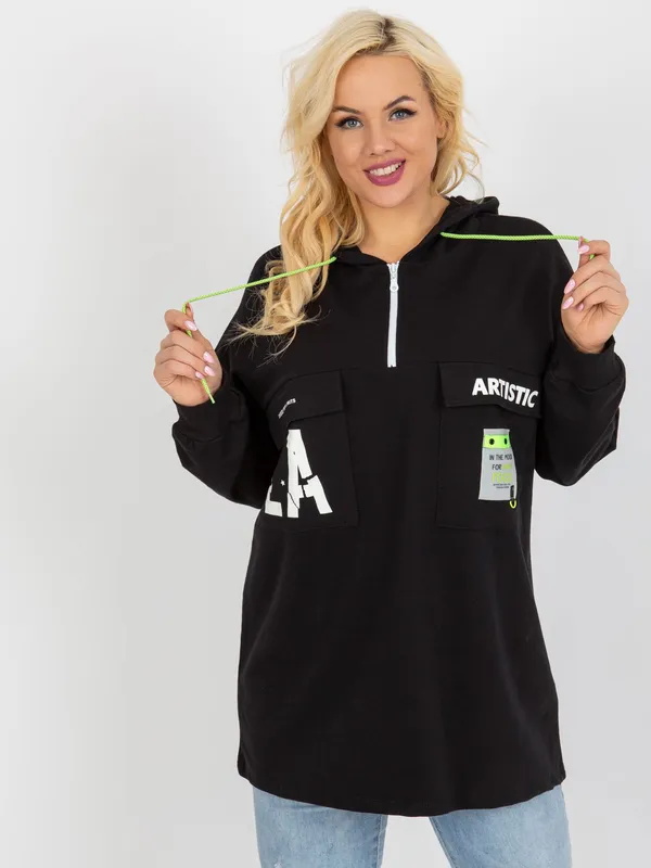 Beżowa dłuższa bluza plus size z kapturem