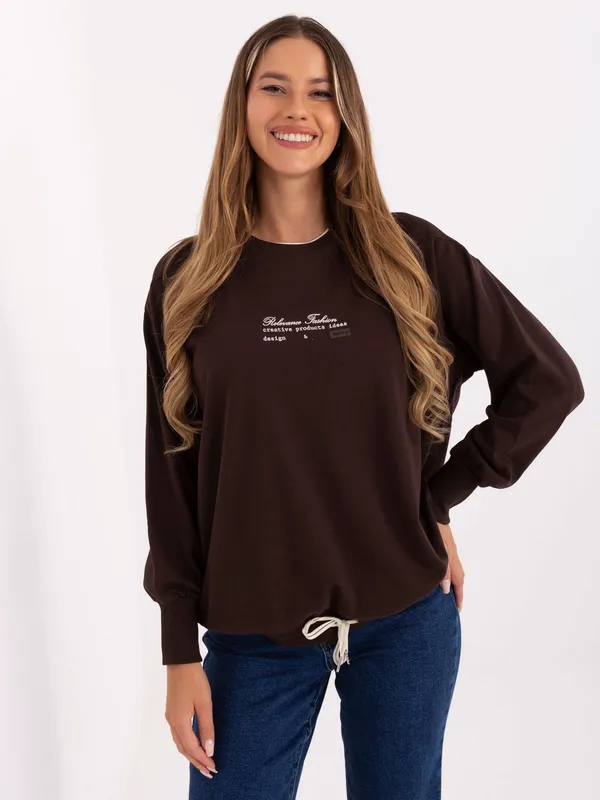 Bluza oversize z napisem i ściąganym dołem