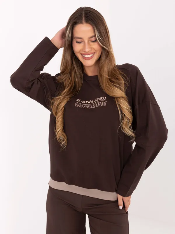 Bluza oversize z napisem w stylu casual - widok 2