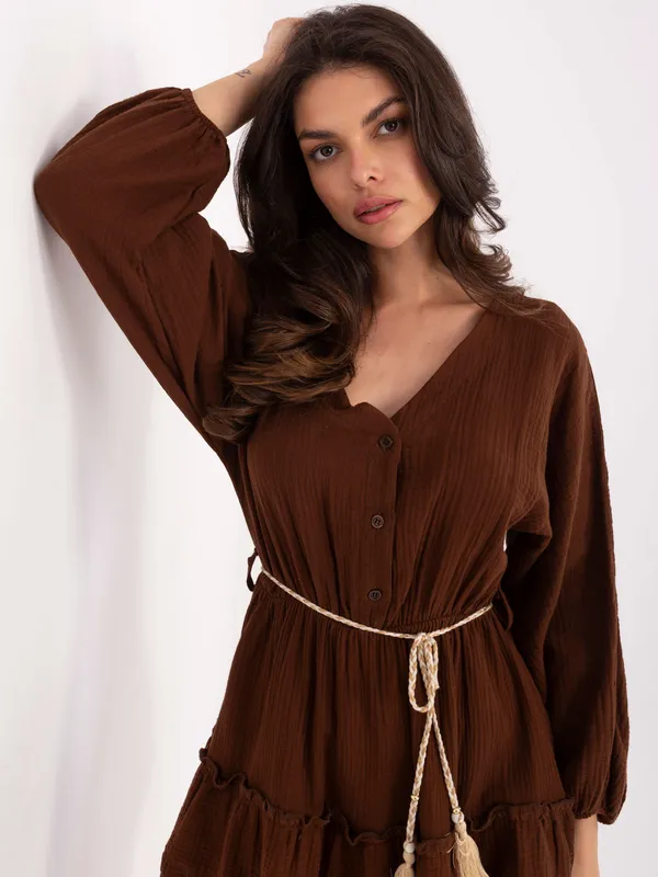 Sukienka mini z falbanami w stylu boho - widok 2