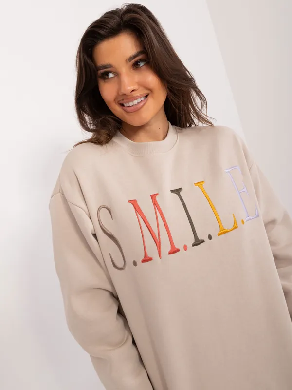 Bluza oversize z napisem w stylu casual - widok 2
