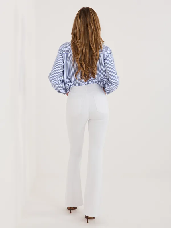 Klasyczne spodnie z rozszerzaną nogawką typu flare - widok 2