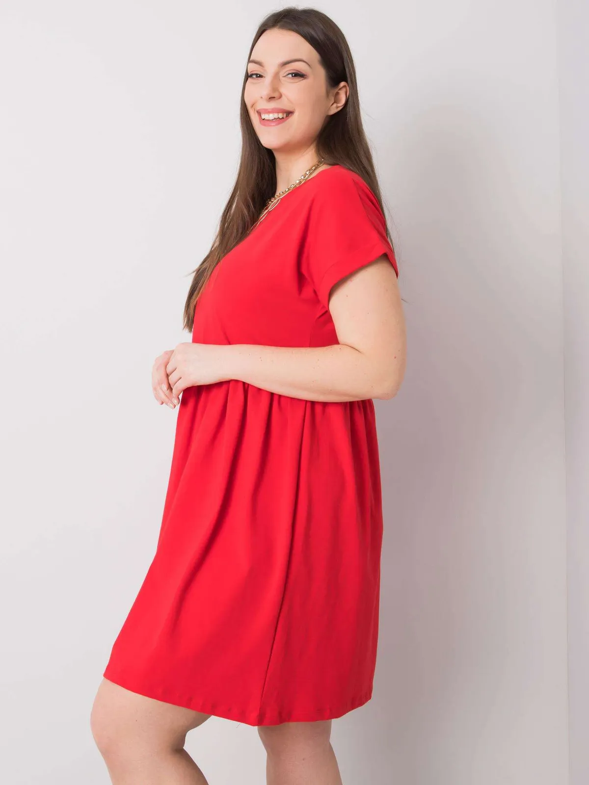 Czarna sukienka plus size z bawełny - zdjęcie 2
