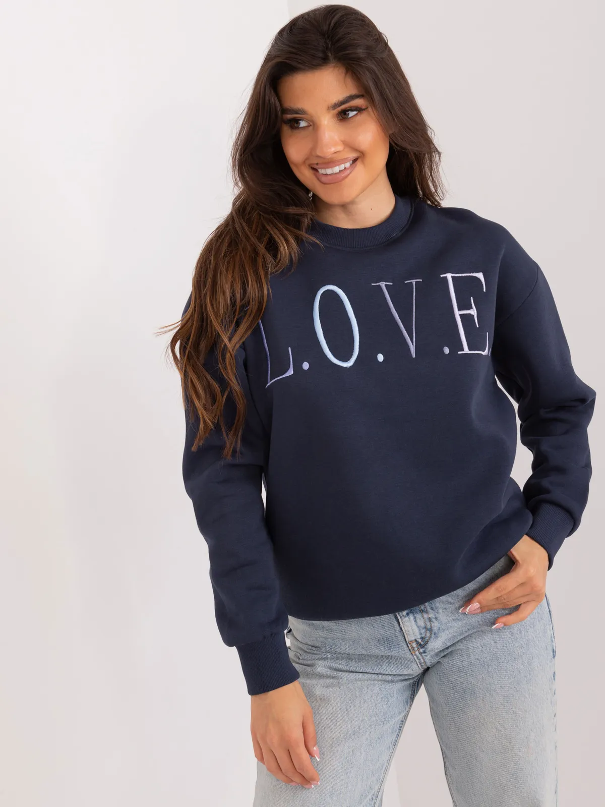 Bluza oversize z napisem w stylu casual - zdjęcie 3