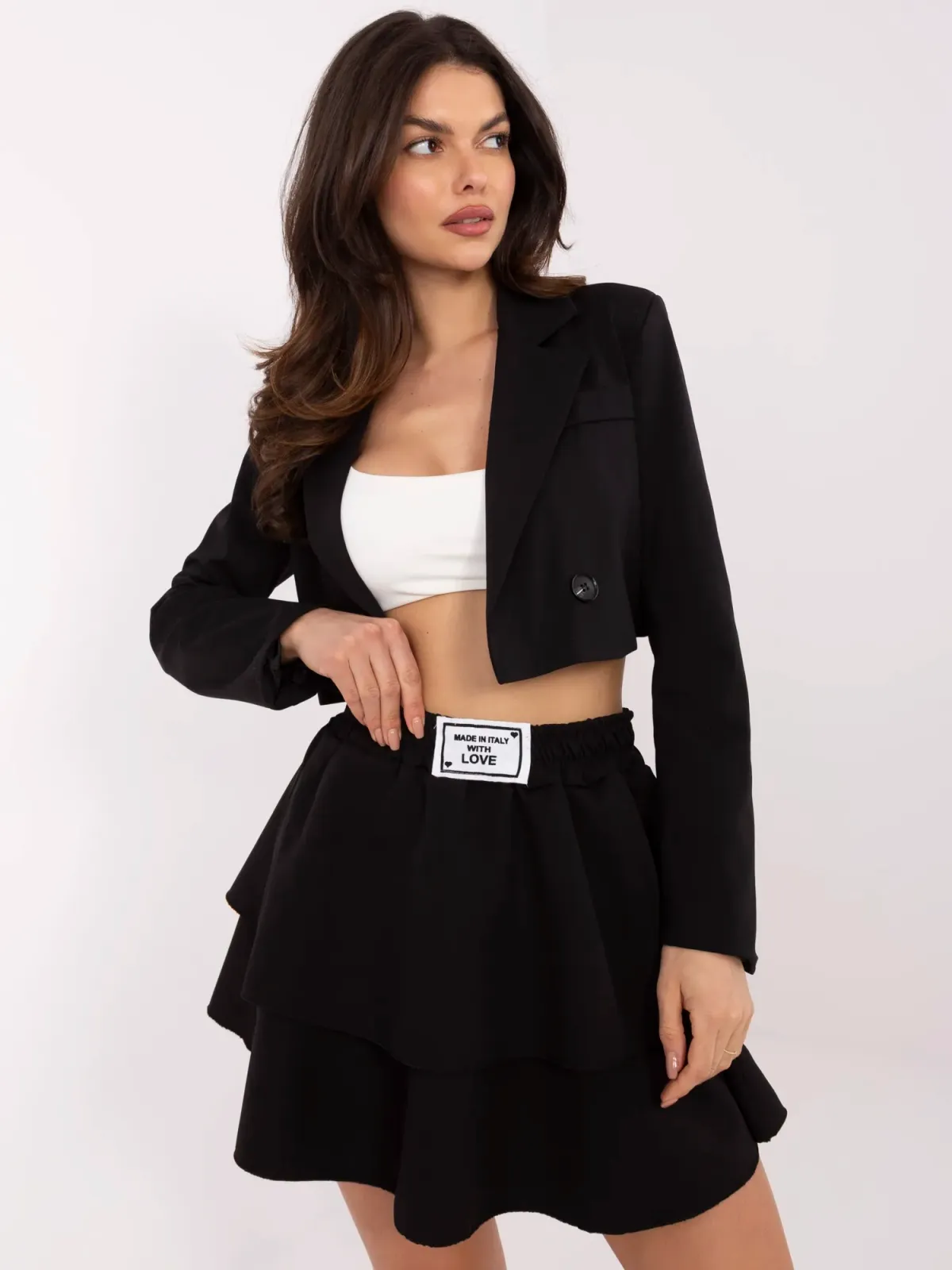 Krótka spódnica z falbanami i elastycznym pasem - zdjęcie 1