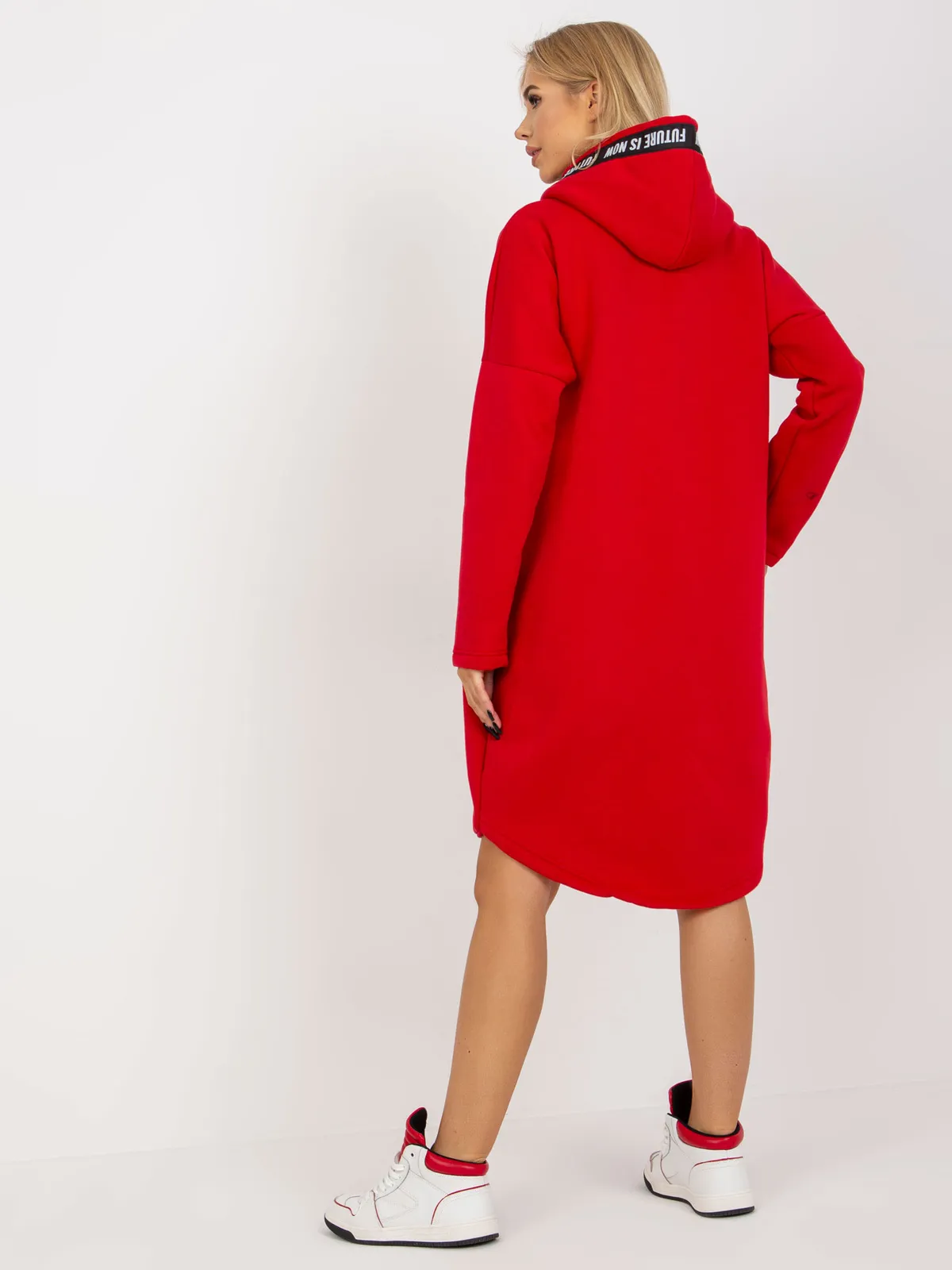 Hurtowna Fuksjowa długa dresowa bluza rozpinana oversize - zdjęcie 2