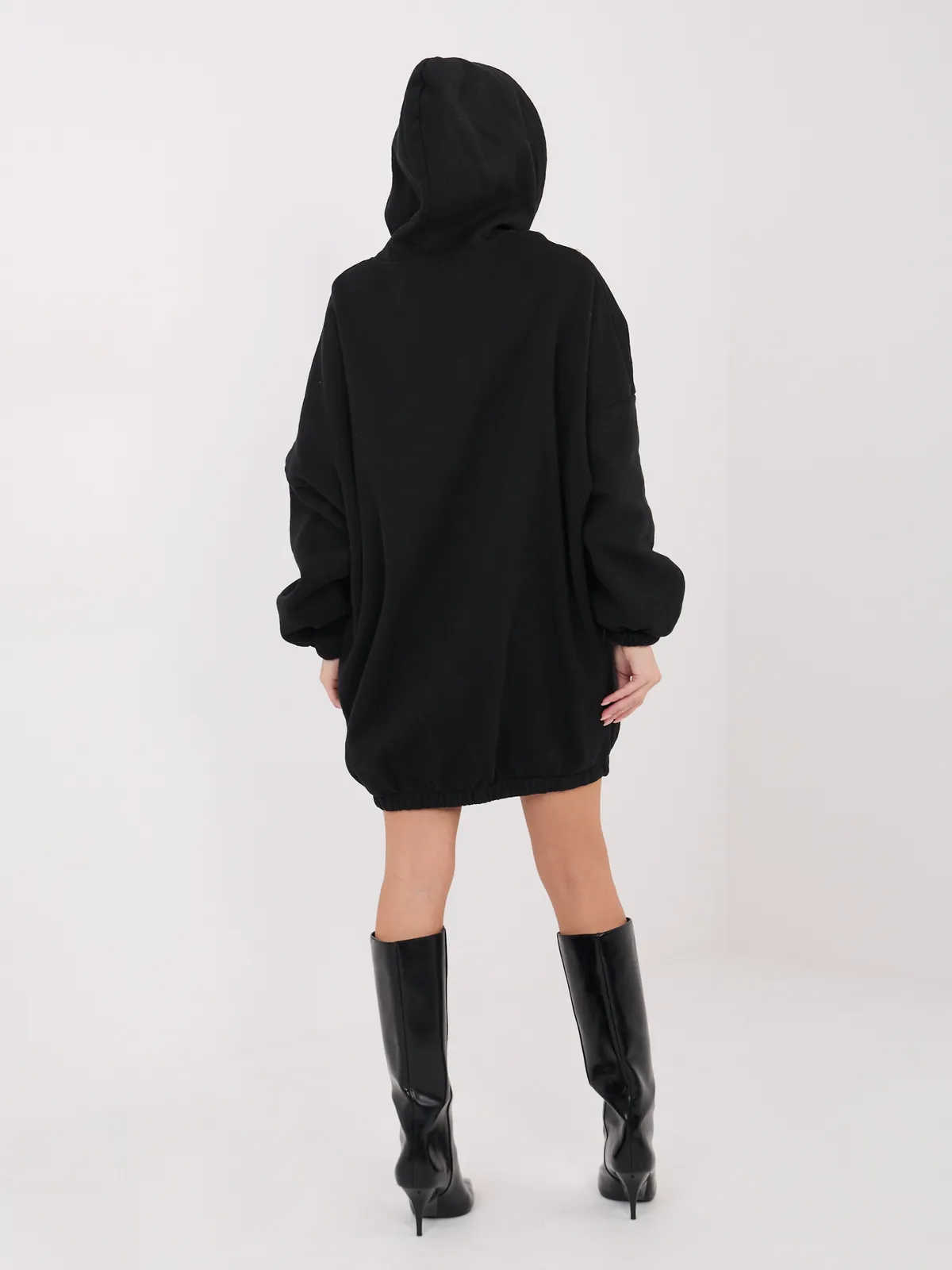 Bluza oversize z kapturem i ściągaczem - zdjęcie 1