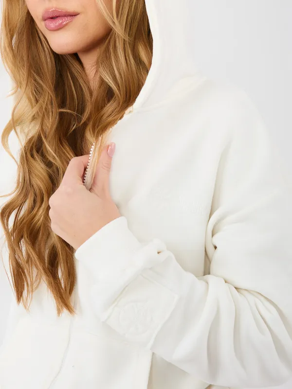 Bluza rozpinana oversize z kapturem i haftem