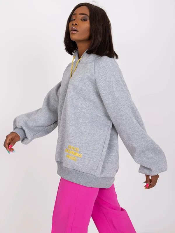 Bluza oversize z kapturem i haftowanym napisem - widok 2
