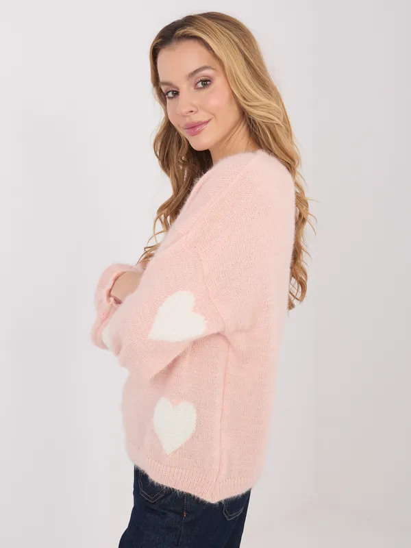Sweter oversize w serca o luźnym kroju