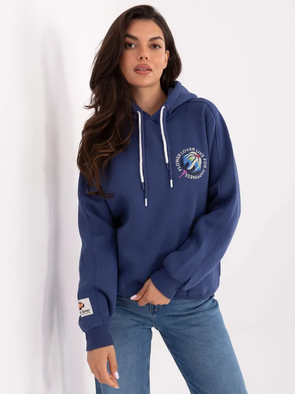 Oversize'owa bluza z kapturem i kwiatowym nadrukiem