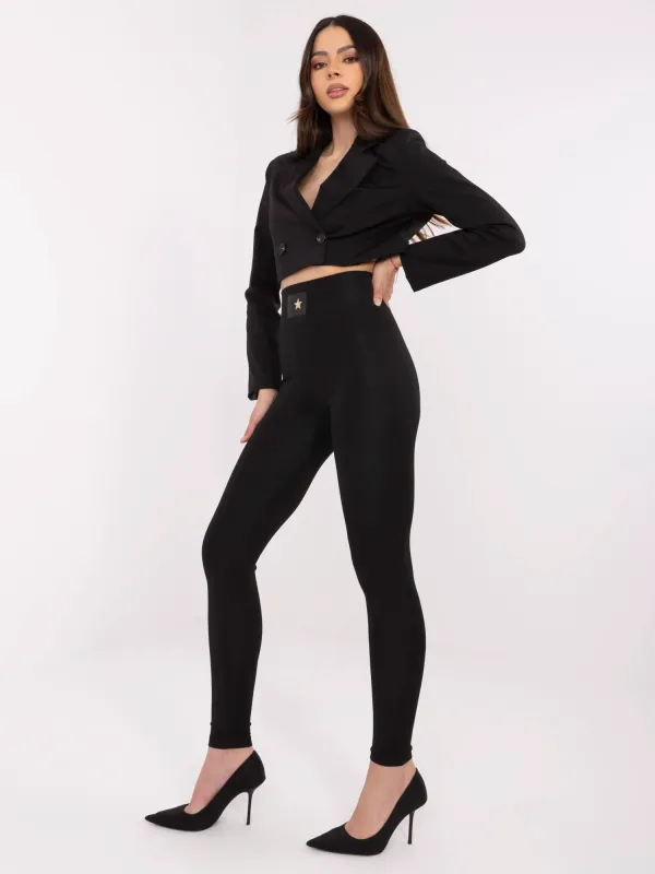 Dopasowane legginsy z wysokim stanem i aplikacją - widok 2