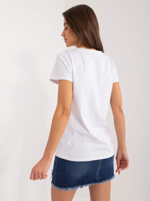 Casualowy T-shirt z ozdobnym nadrukiem w kształcie serca - widok 2