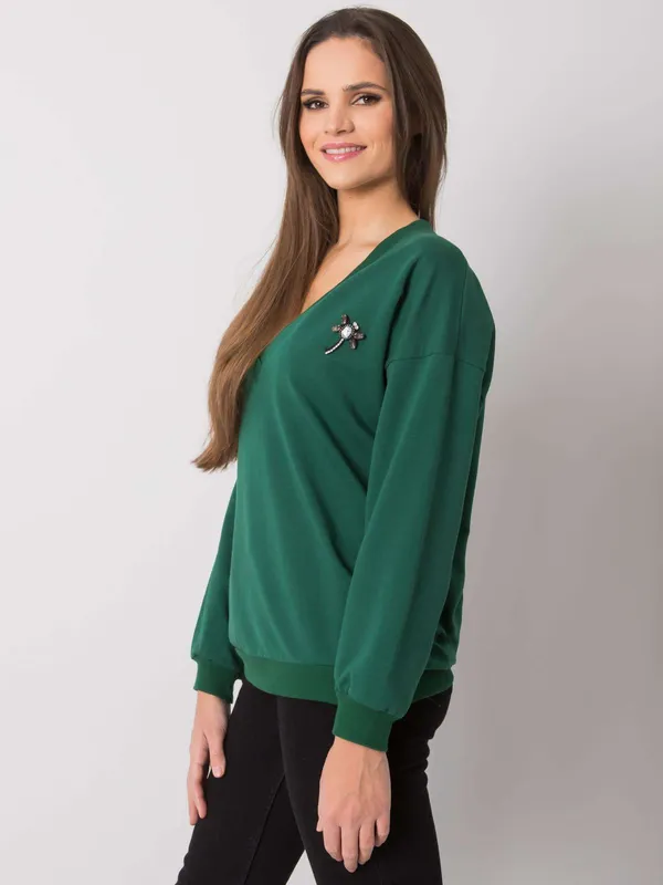 Casualowa bluza oversize z ozdobną broszką - widok 2