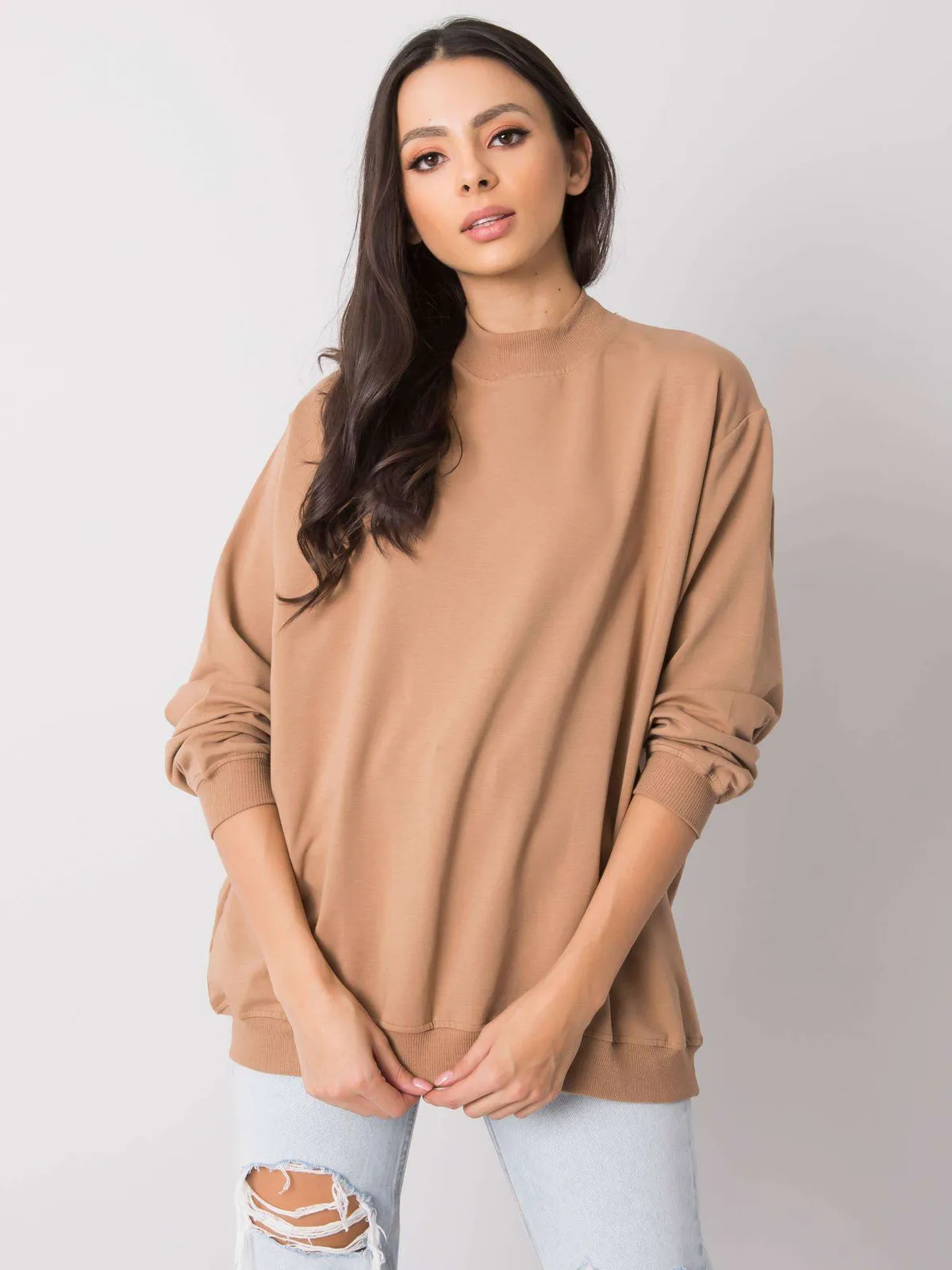 Niebieska bawełniana bluza basic - zdjęcie 3